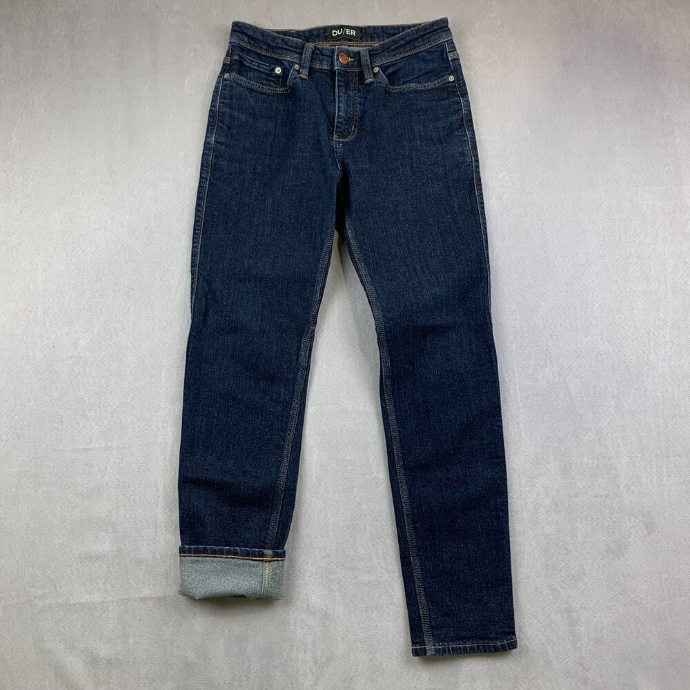 DU/ER Mens Pants 28 Blue Jeans Fireside Fleece Lined L2X Slim Fit Stretch 28x29